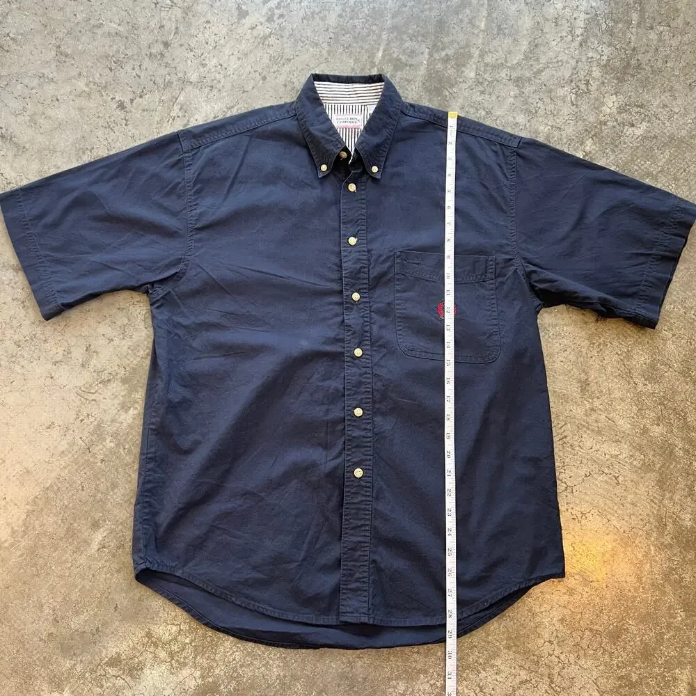 VTG Bugle Boy Company Shirt Mens Medium M Navy Blue Short Sleeve Crest Logo 90s - Picture 7 of 7